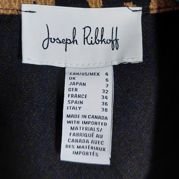 Joseph Ribkoff Camel & Black Leopard Print Stretch Side Panel Jacket NWT Size 4 - Picture 13 of 16